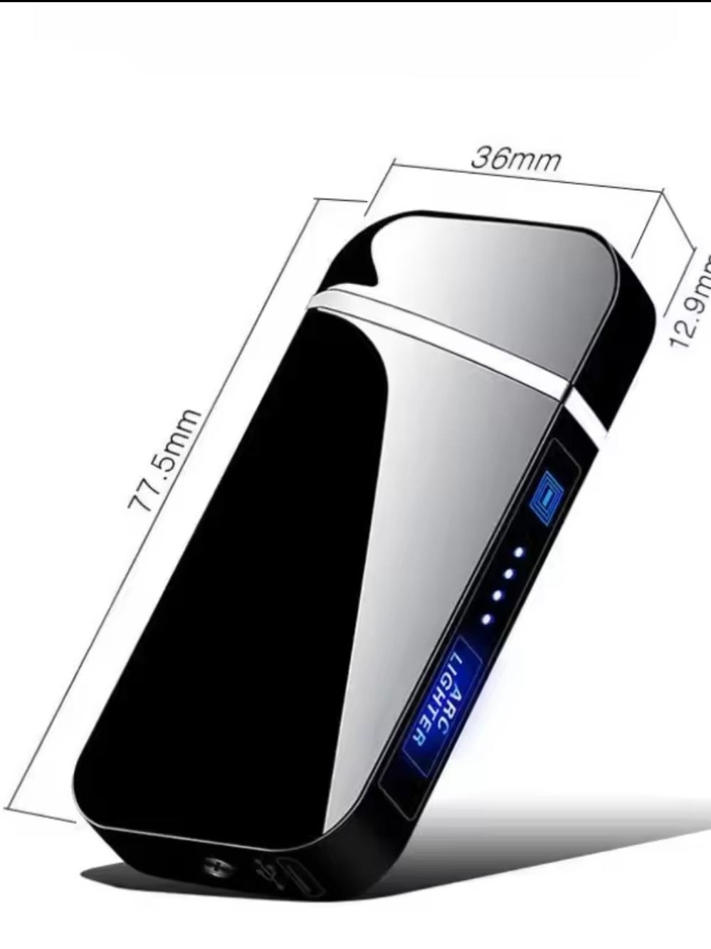 Portable USB Rechargeable Electric Lighter - Black